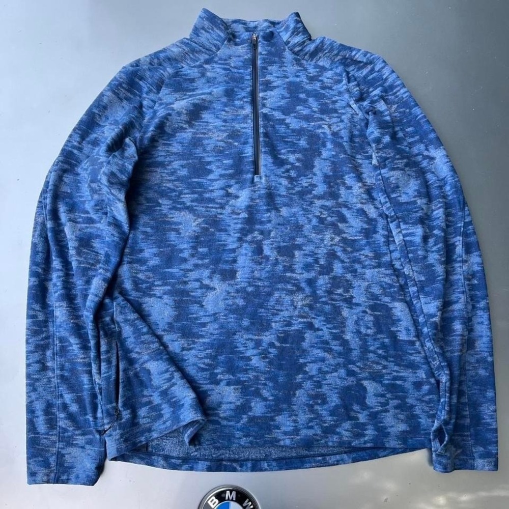 Lululemon Surge Warm Half Zip Fleece Pullover Blue Camo Men's Size Medium Blue